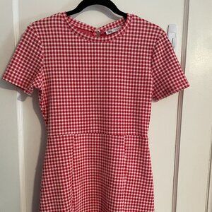 Zara red and white checked dress